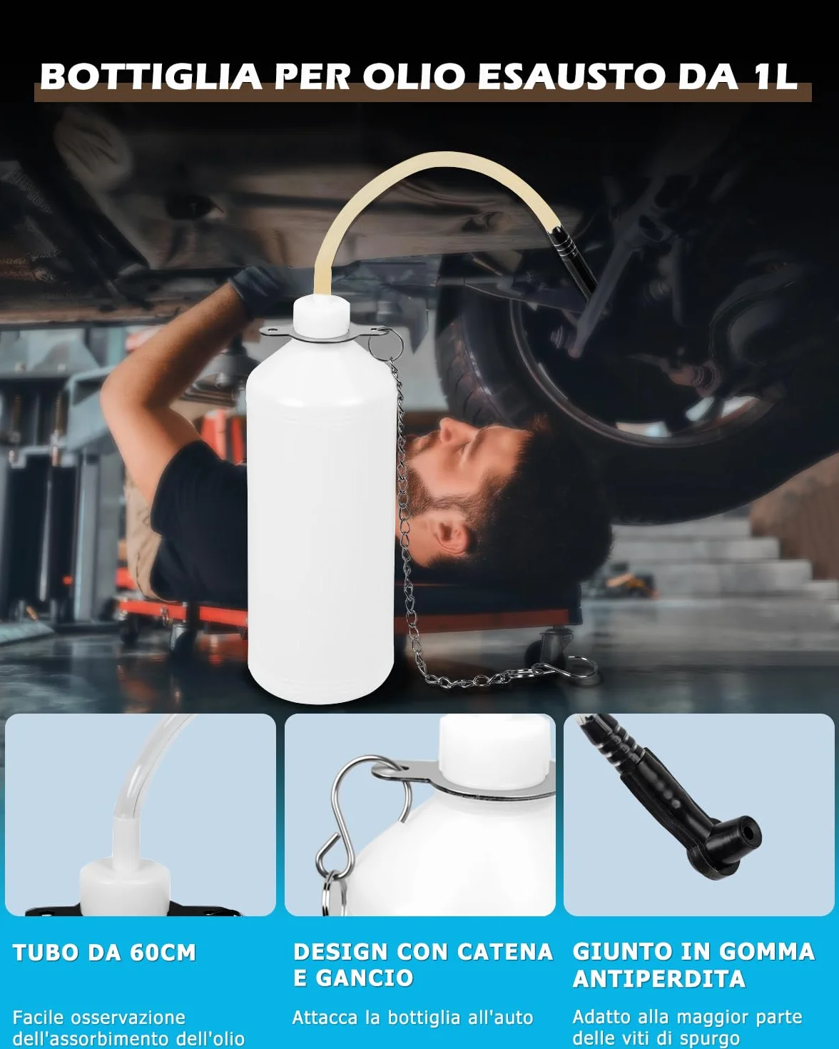 DAYUAN Spurgo Freni 3L Auto Cambio Liquido Freni con Contenitore 1L Aspirazione E20 ø43mm