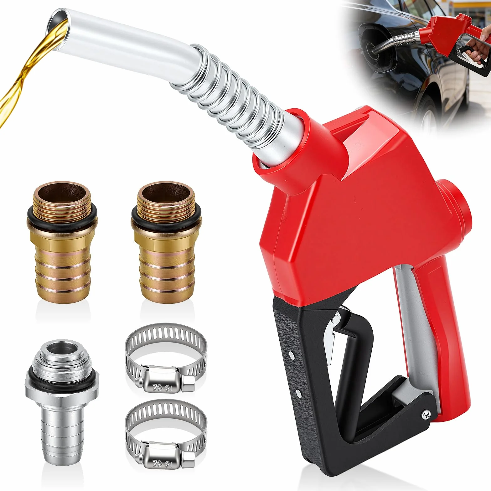 Pistola Automatica per gasolio, Pistola per Carburante con Ingresso NPT da 3/4" per gasolio da Riscaldamento e Diesel Pompa Diesel autoadescante con 3 impostazioni di Portata