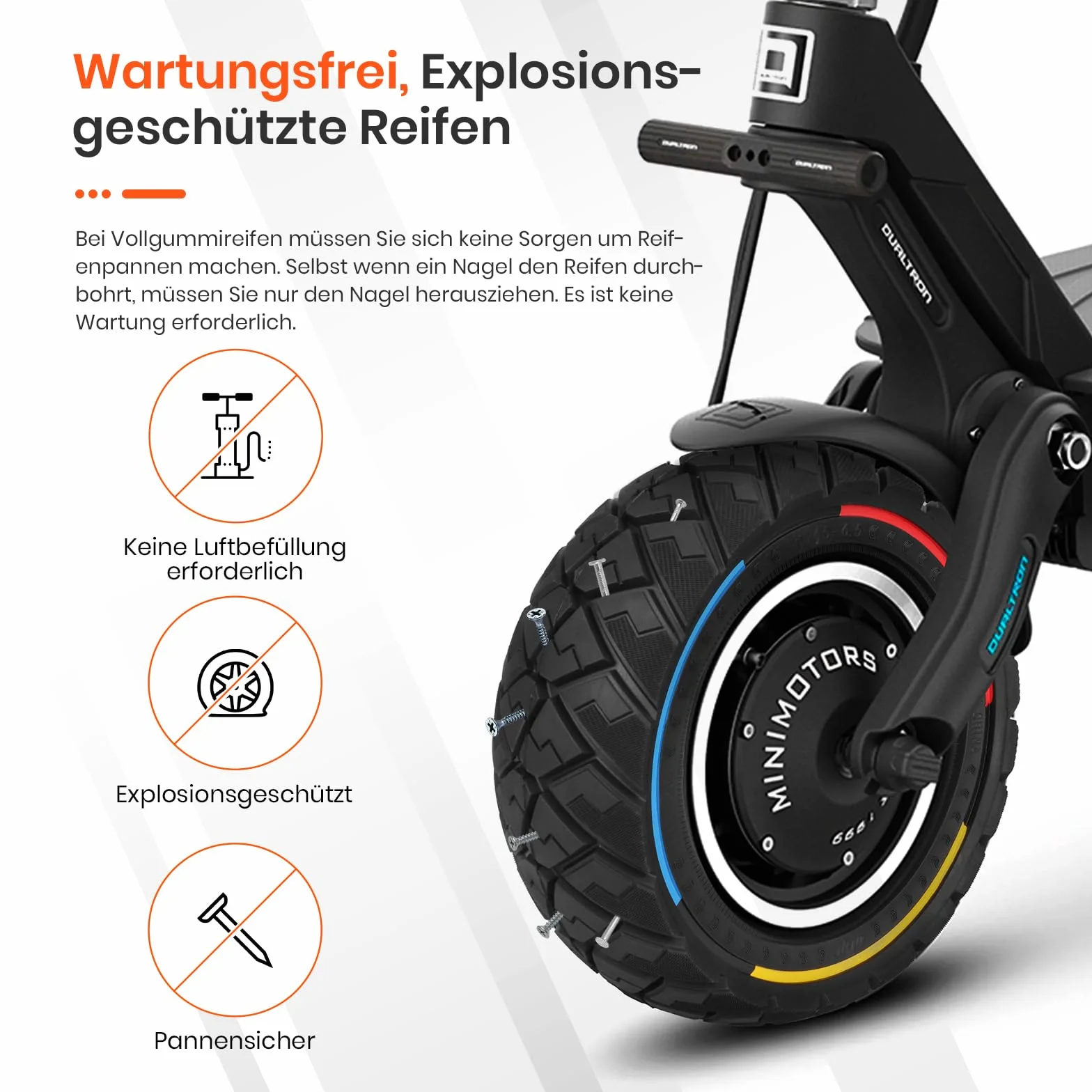 90/65-6.5 pneumatici pieni per scooter elettrico da 11 pollici, accessori di ricambio adatti per Dualtron Thunder, Speedual Plus, Zero 11X, Kaabo Wolf Warrior, 2 pezzi