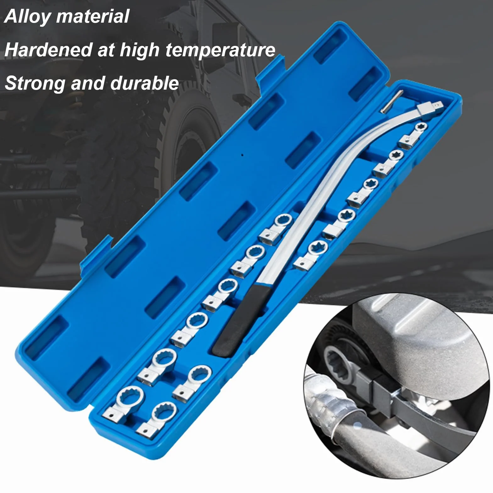 Set di 15 chiavi per cintura, 45 cm, regolabile, tendicinghia del motore, con Torx e prese a 12 punti, per riparazioni automobilistiche