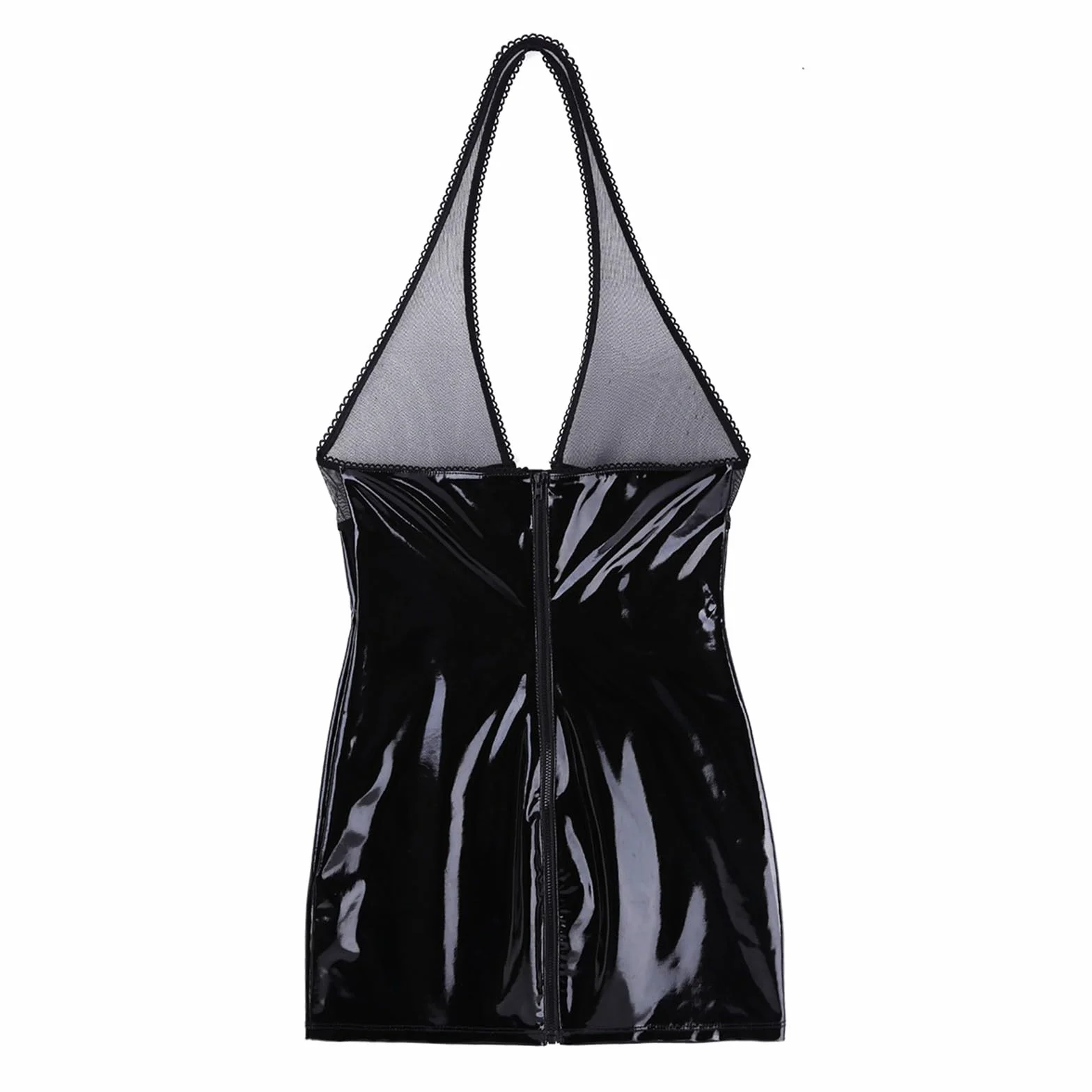Minigonna sexy set lingerie mini abito aderente schiena pelle rete donna body sera