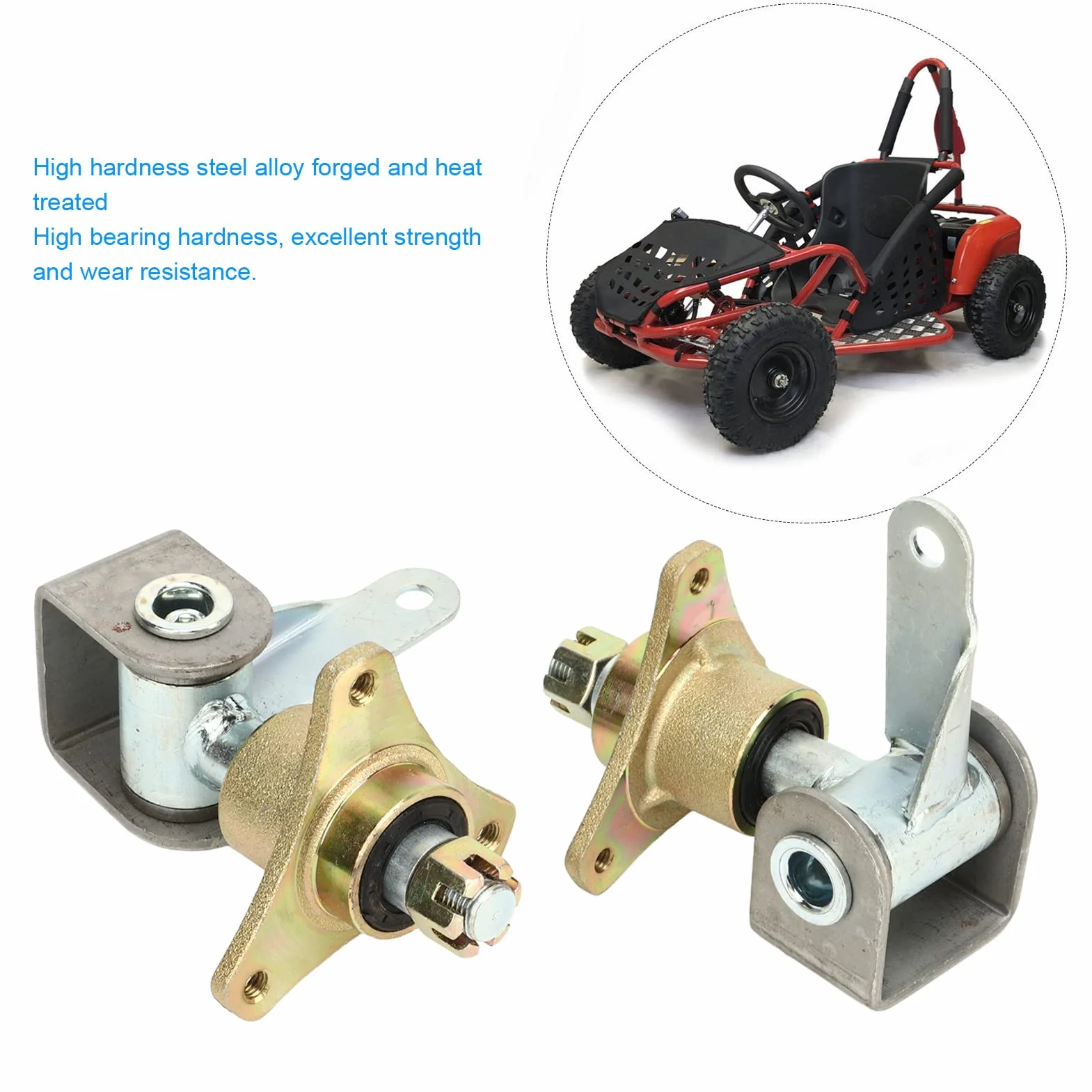 Asixxsix Perno del Fuso a snodo per Go Kart, 2 Pezzi 17mm Mozzi per Ruota Anteriore in Lega di Acciaio Perno dello sterzo per Pneumatici da 6 Pollici Quad Bike ATV Go Kart