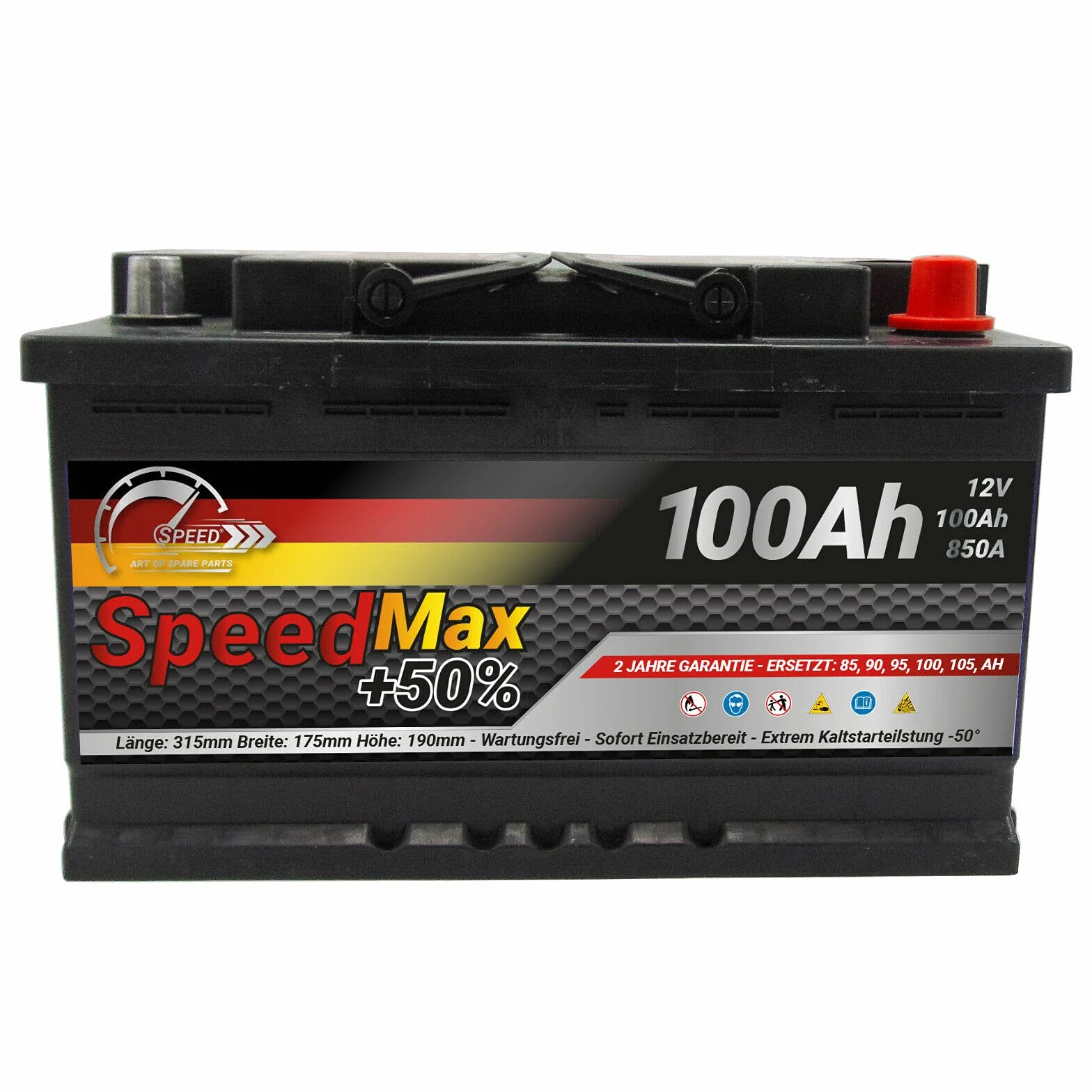 Batteria auto SPEED MAX L4100 100AH 850A 12V = FIamm 100Ah DX+ Pronta all'uso