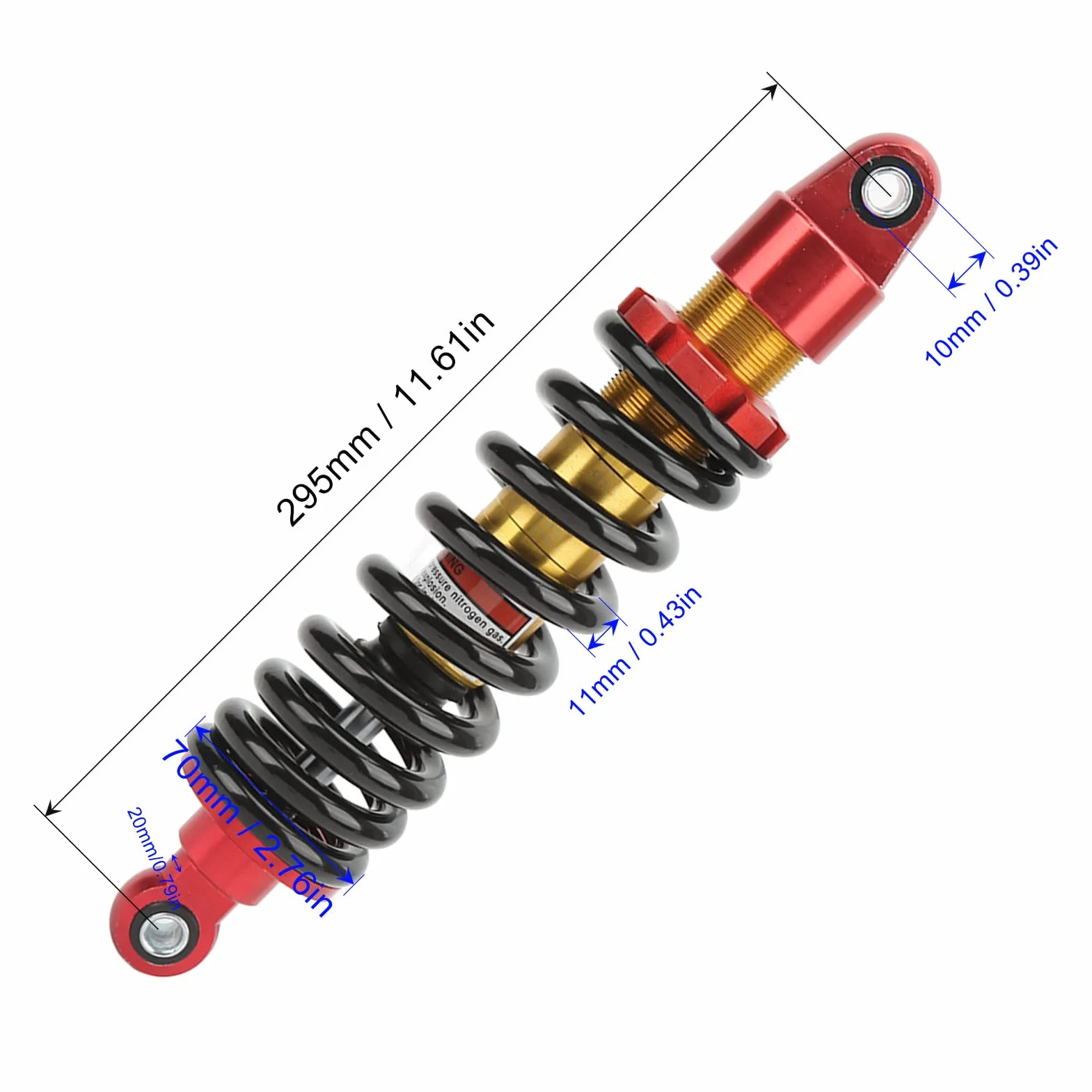 Ammortizzatore Moto 295mm Sospensione Posteriore per Dirt Pit Bike ATV Quad Go Kart