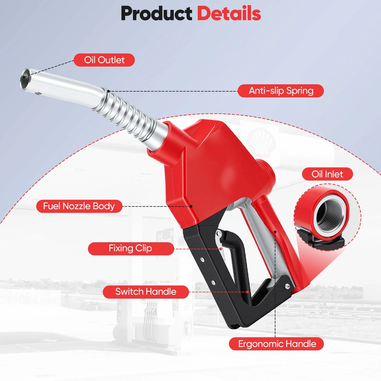 Pistola Automatica per gasolio, Pistola per Carburante con Ingresso NPT da 3/4" per gasolio da Riscaldamento e Diesel Pompa Diesel autoadescante con 3 impostazioni di Portata