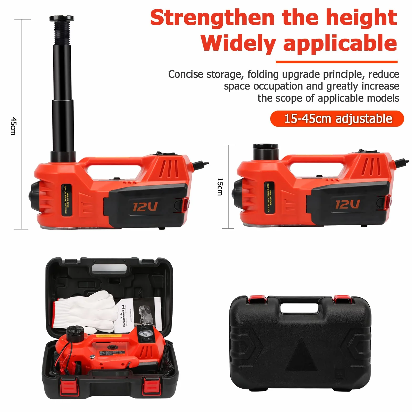 Kit Attrezzi Martinetto Elettrico 12V 150W 5 Tonnellate CC per Auto