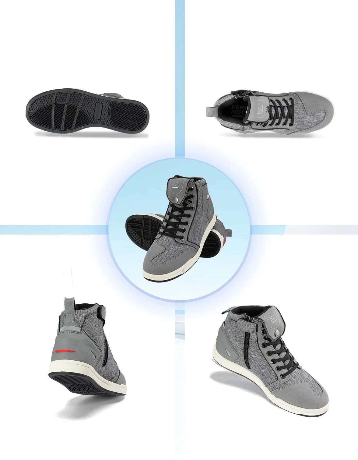 KEMIMOTO Scarpe Moto Uomo, Stivali Moto Uomo Casual con Il Cambio Marcia, Scarpe da Ginnastica da Motociclo Traspiranti con Zip Laterale