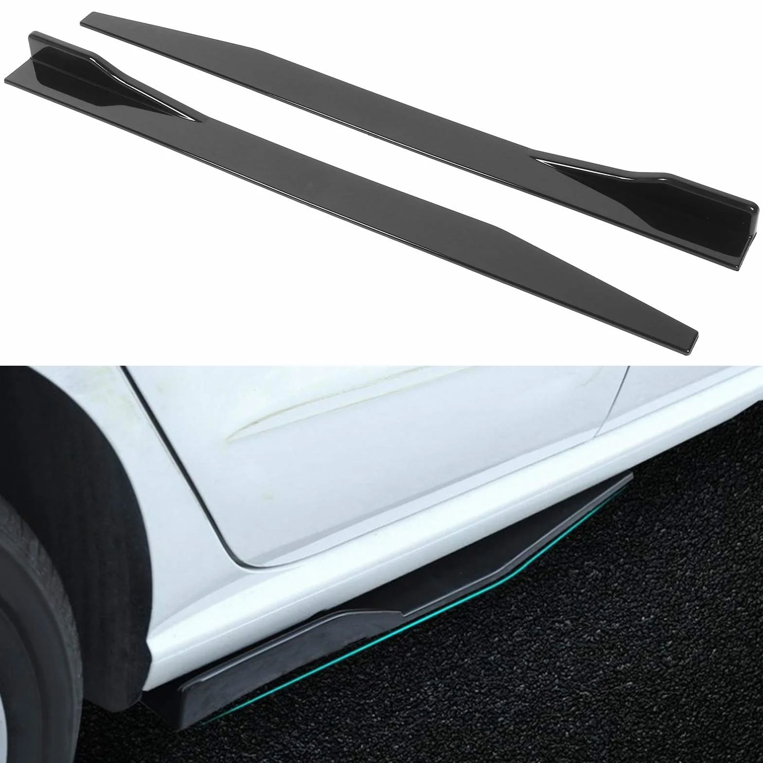 Spoiler per Ala per Auto, 2 Pezzi Minigonne Laterali per Carrozzeria Auto 120 Cm / 47,2 Pollici Gonna Laterale per Auto Universale Splitter Labbro Nero Lucido Diffusore per Alette
