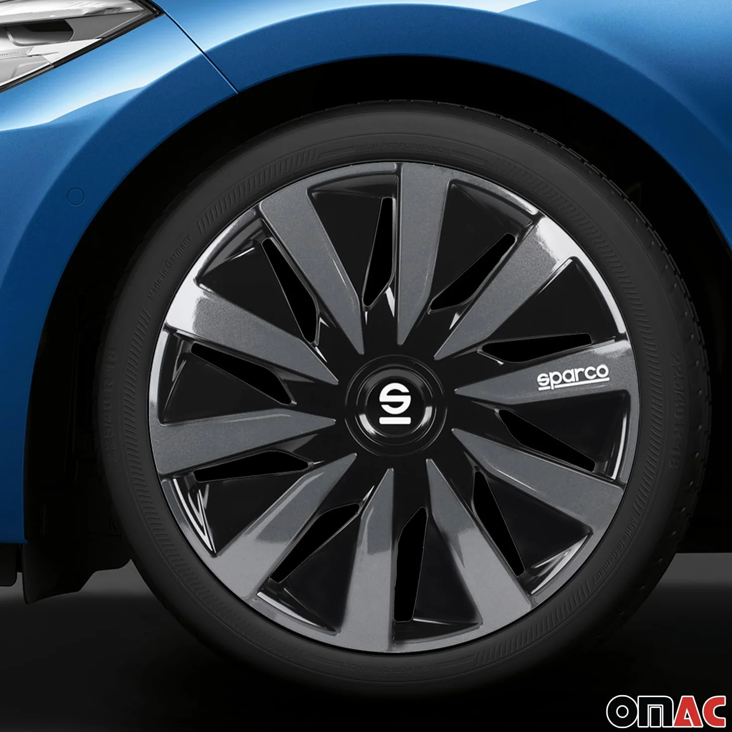 Sparco Set 4 copricerchi 14" pollici nero grigio