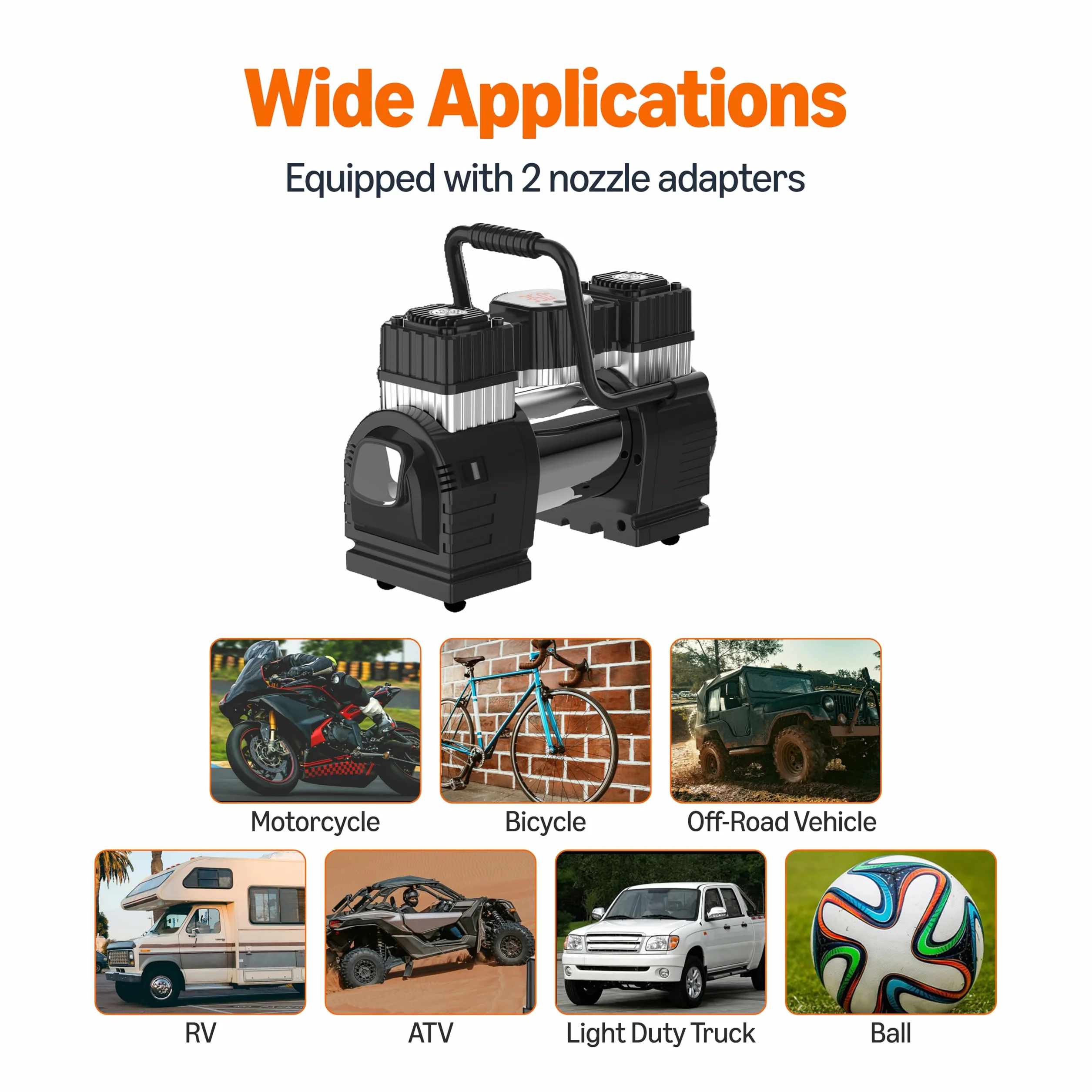 Amazon Basics Compressore ad aria portatile, Digitale, Nero/Rosso