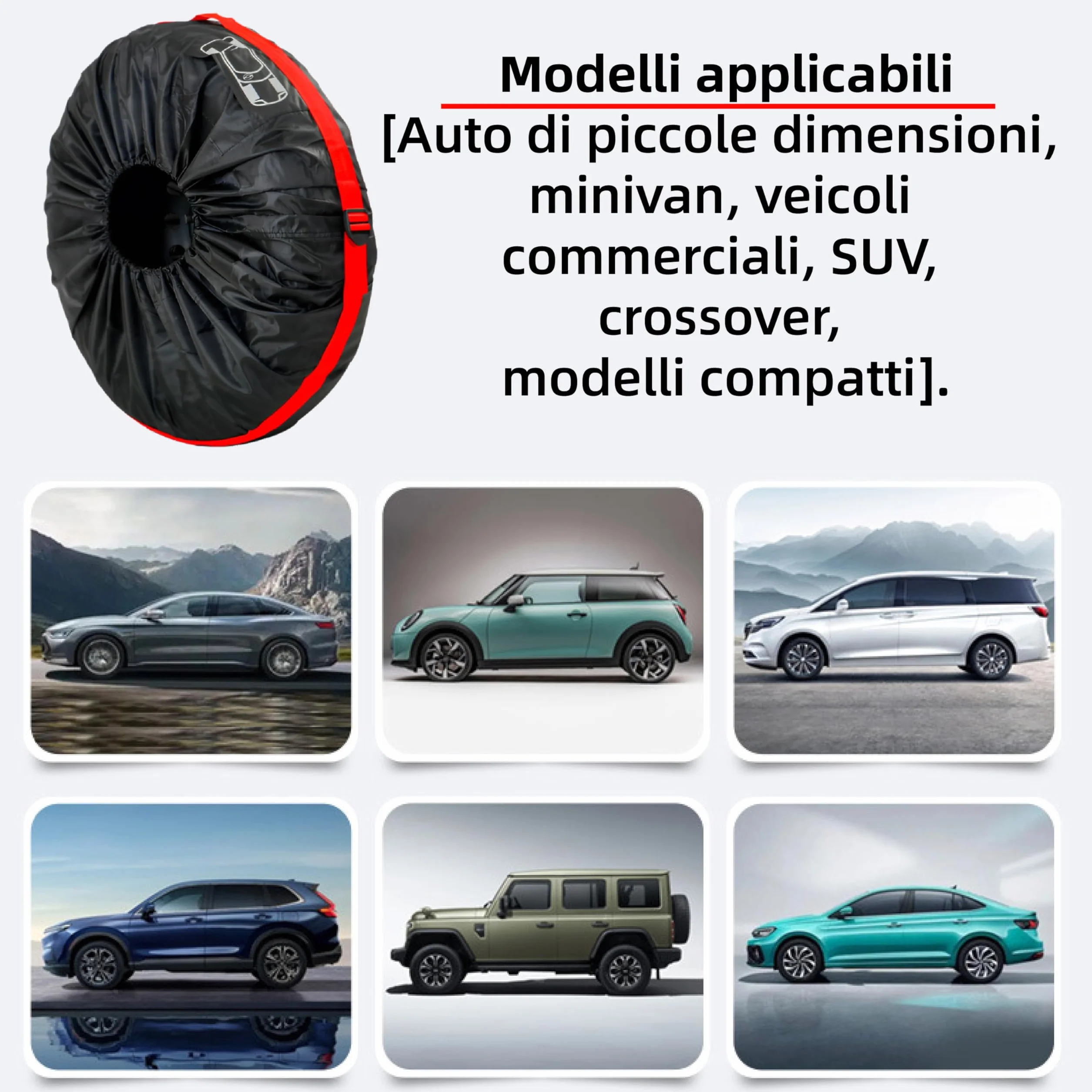 Set di 4 Borse per Pneumatici Auto, Impermeabili Antipolvere con Tracolla, Copriruota Custodia