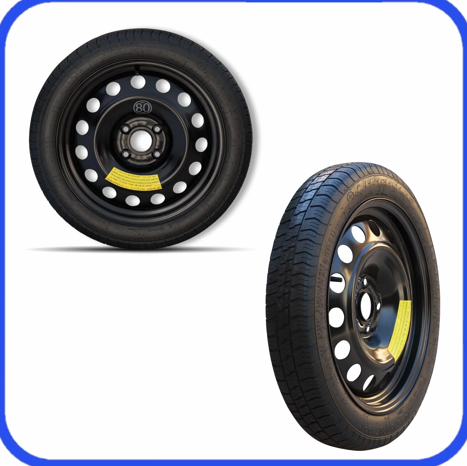 Ruotino di Scorta per Jeep Avenger FH1 4 Fori 125/80 R16 2023 2024 con Kit Cric Chiave Sacca