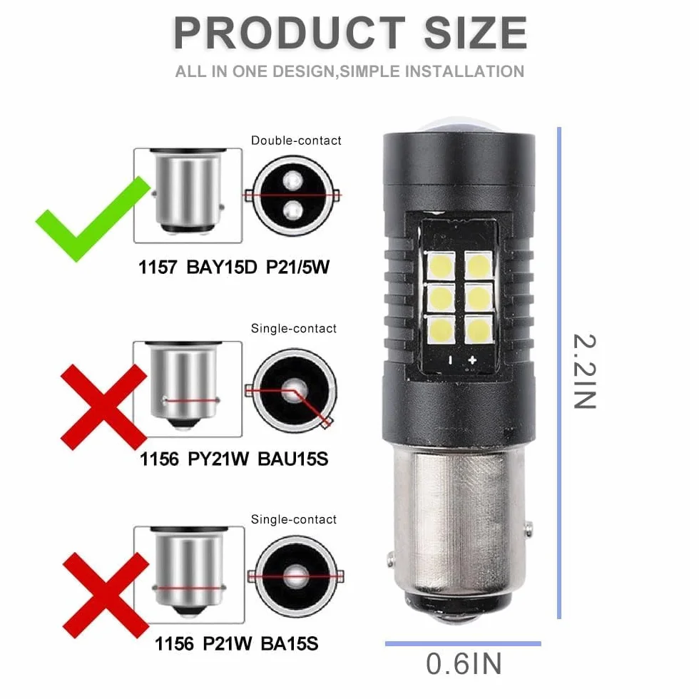 Luci diurne DRL 21 LED P21W BAY15D CANBUS per Fiat Panda 3° 2012-2022 6000K