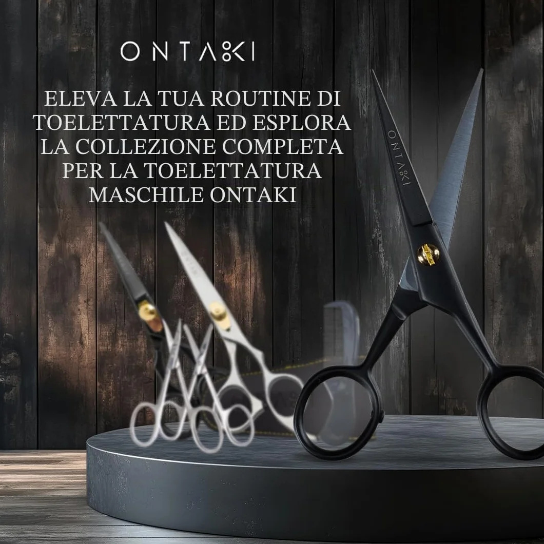 ONTAKI Forbici Da Uomo In Acciaio Tedesco Taglio 5,5 Pollici Nero