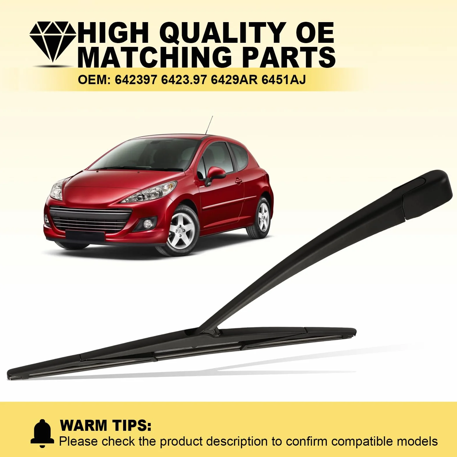 Heckscheibenwischerarm-Set 405 mm Für Peugeot 207 207+ 2006-2015 642397 6423.97 6429AR 6451AJ Kit Spazzola Braccio Tergicristallo Posteriore