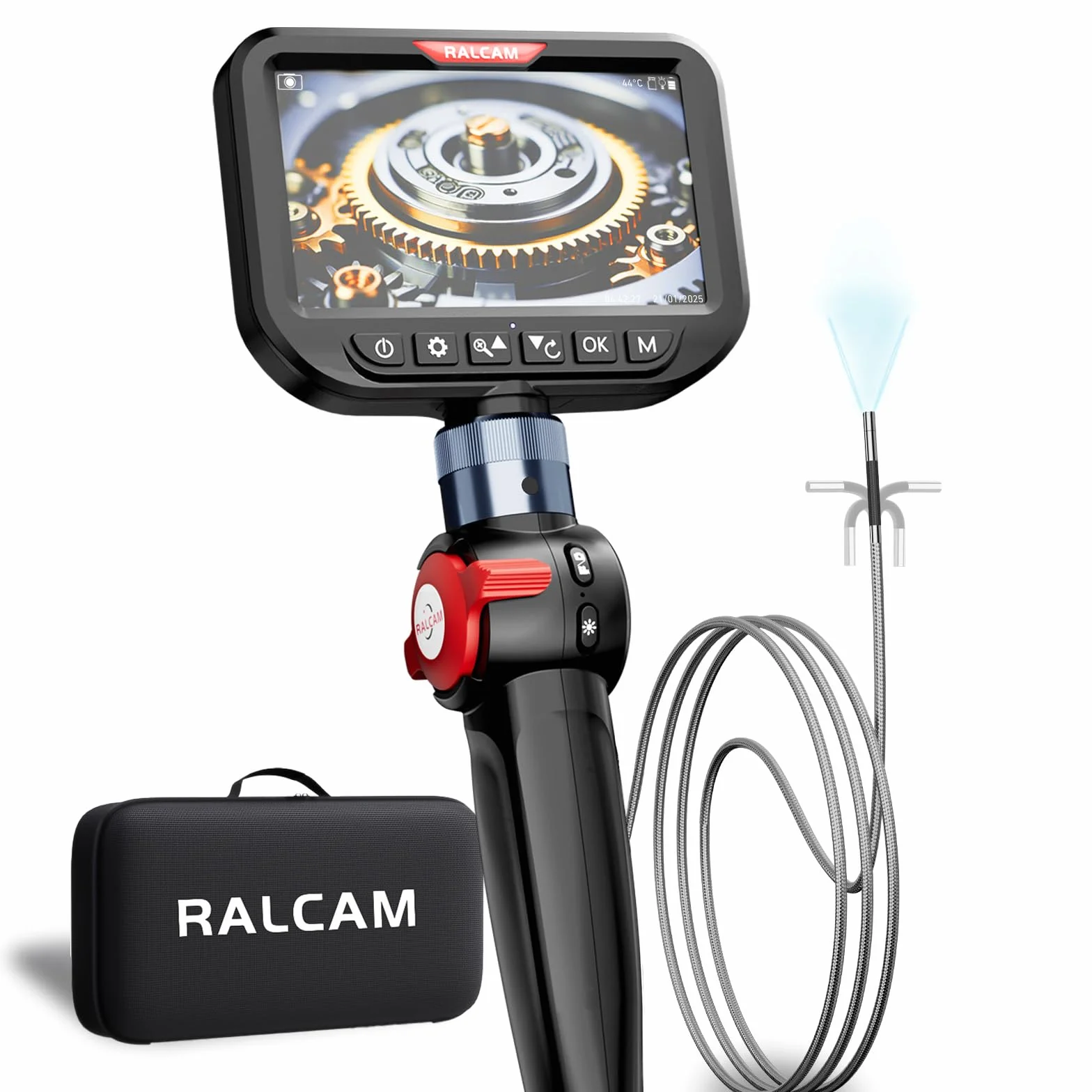 Ralcam Telecamera Endoscopica 3.9mm 5" HD IP67 Impermeabile Cavo 1.5m