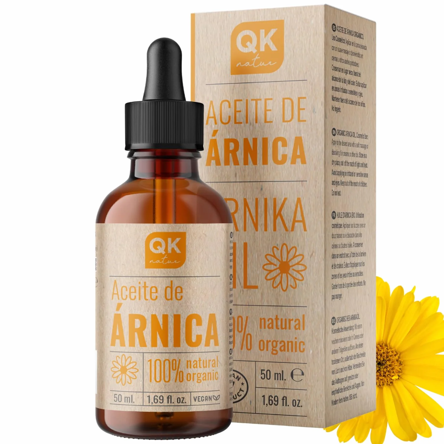QKnatur ARNICA Olio di Arnica Montana 100% Puro 50 ml