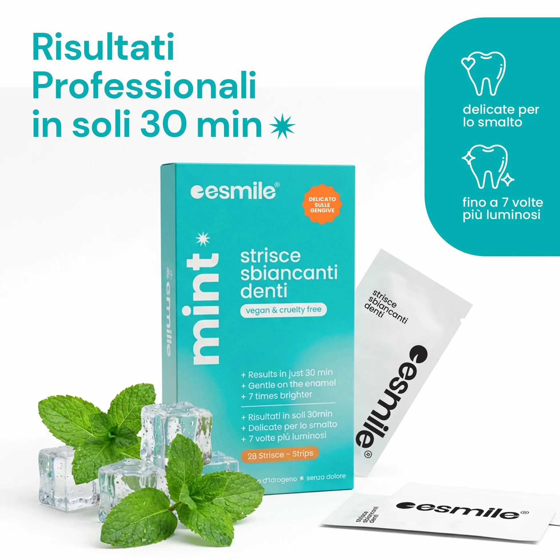 ESMILE Strisce Sbiancanti Denti, Trattamento Professionale a Casa, 14 Strisce