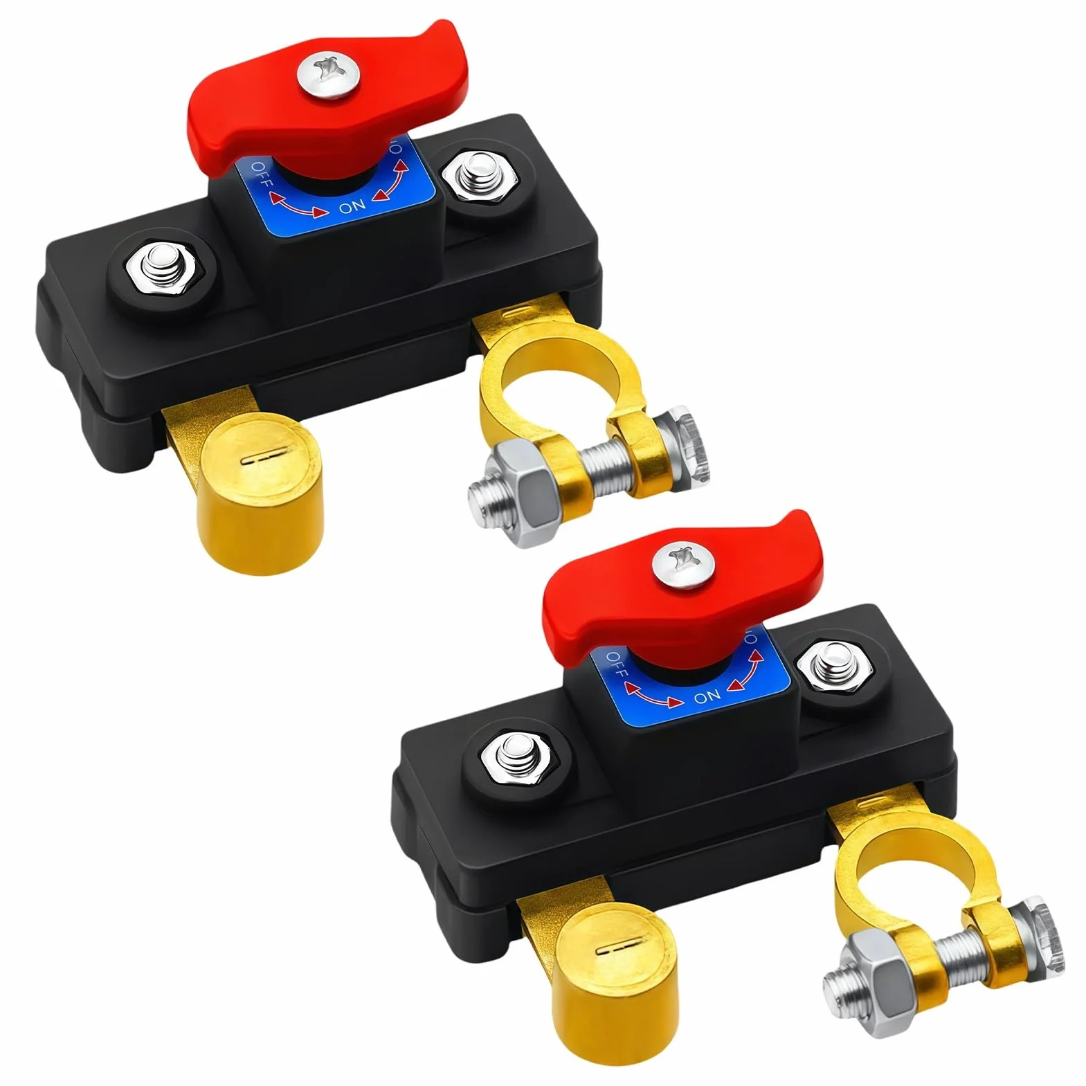 2 Pezzi Interruttore Stacca Batteria Auto 12V-24V, Staccabatteria in Rame Puro Alta Conduttività, Interruttore Disconnessione Batteria ON/OFF per Auto Camion Barca Camper Protezione Elettrica
