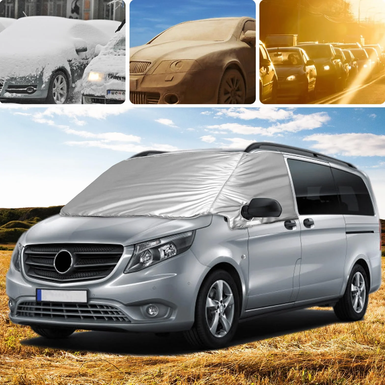 Parabrezza Wrap Cover Sostituzione per Mercedes Benz Vito W447 2015-2022, Copertura Avvolgente Anteriore Protezione Neve Ghiaccio Gelo