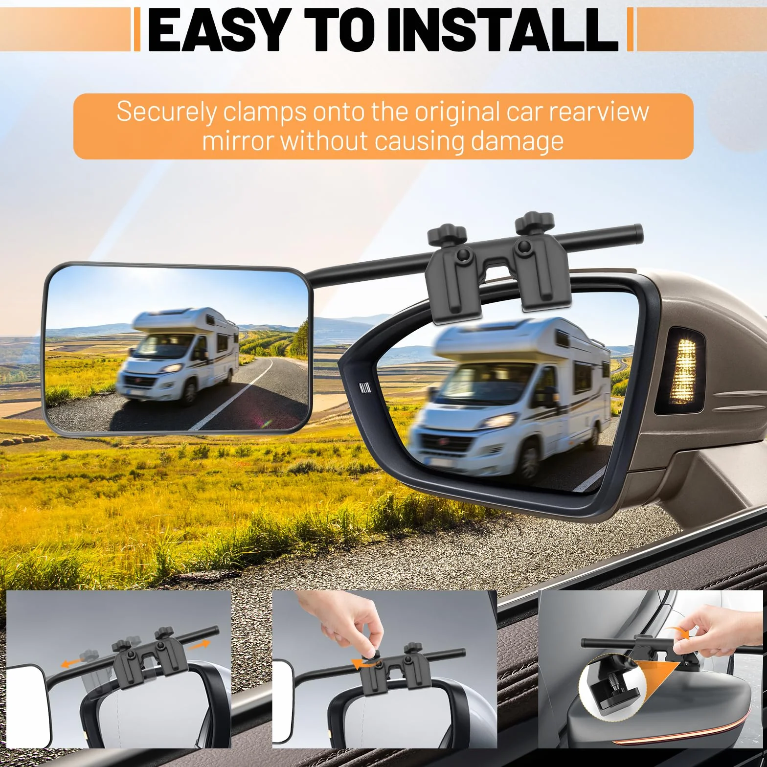 Specchi Supplementari Caravan 2 pezzi Specchietti per Roulotte Estensione Rimorchio Auto Motorhome