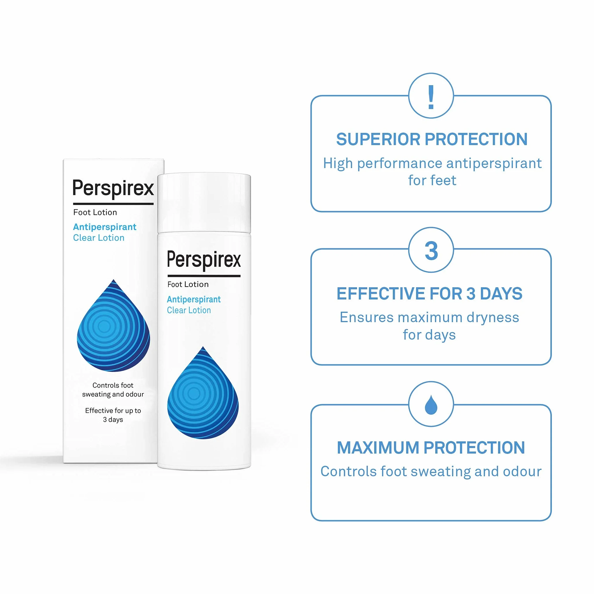Perspirex Lozione Antitraspirante Piedi, Protezione 3 Giorni, 100ml