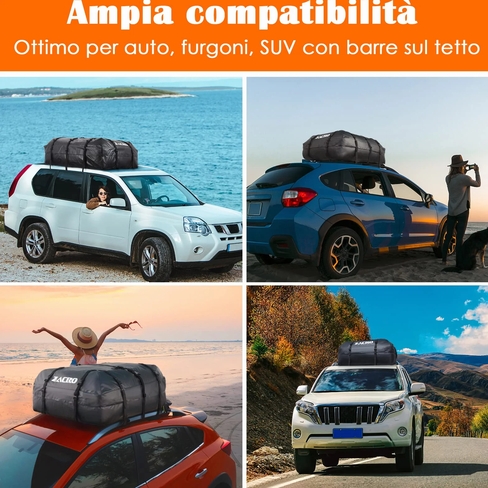 Zacro 425L Borsa Portatutto per Tetto Auto Cargo Bag Impermeabile Box da Viaggio, Nero