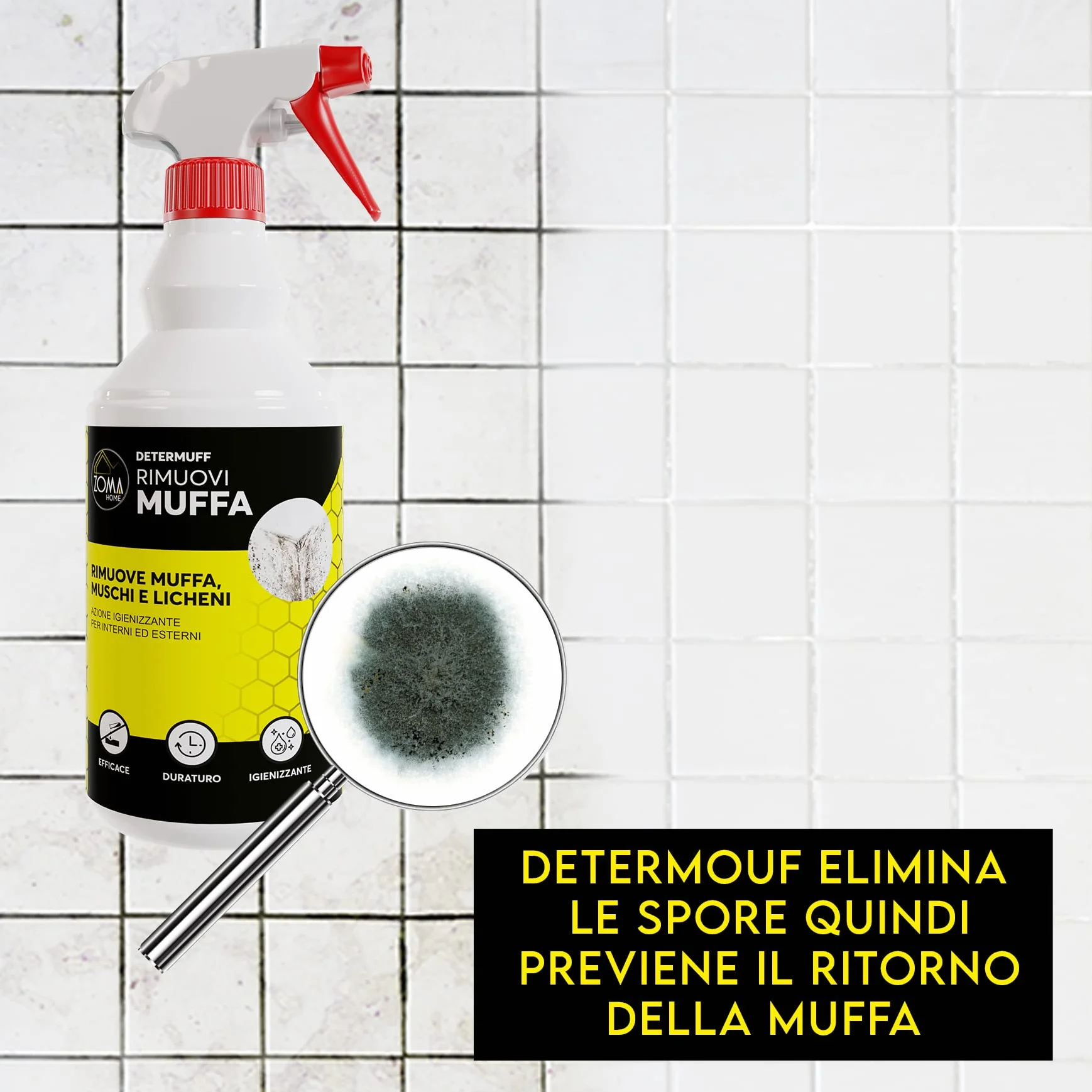 ZOMAHOME Spray Antimuffa 750ml per Muri Interni ed Esterni - Made in Italy
