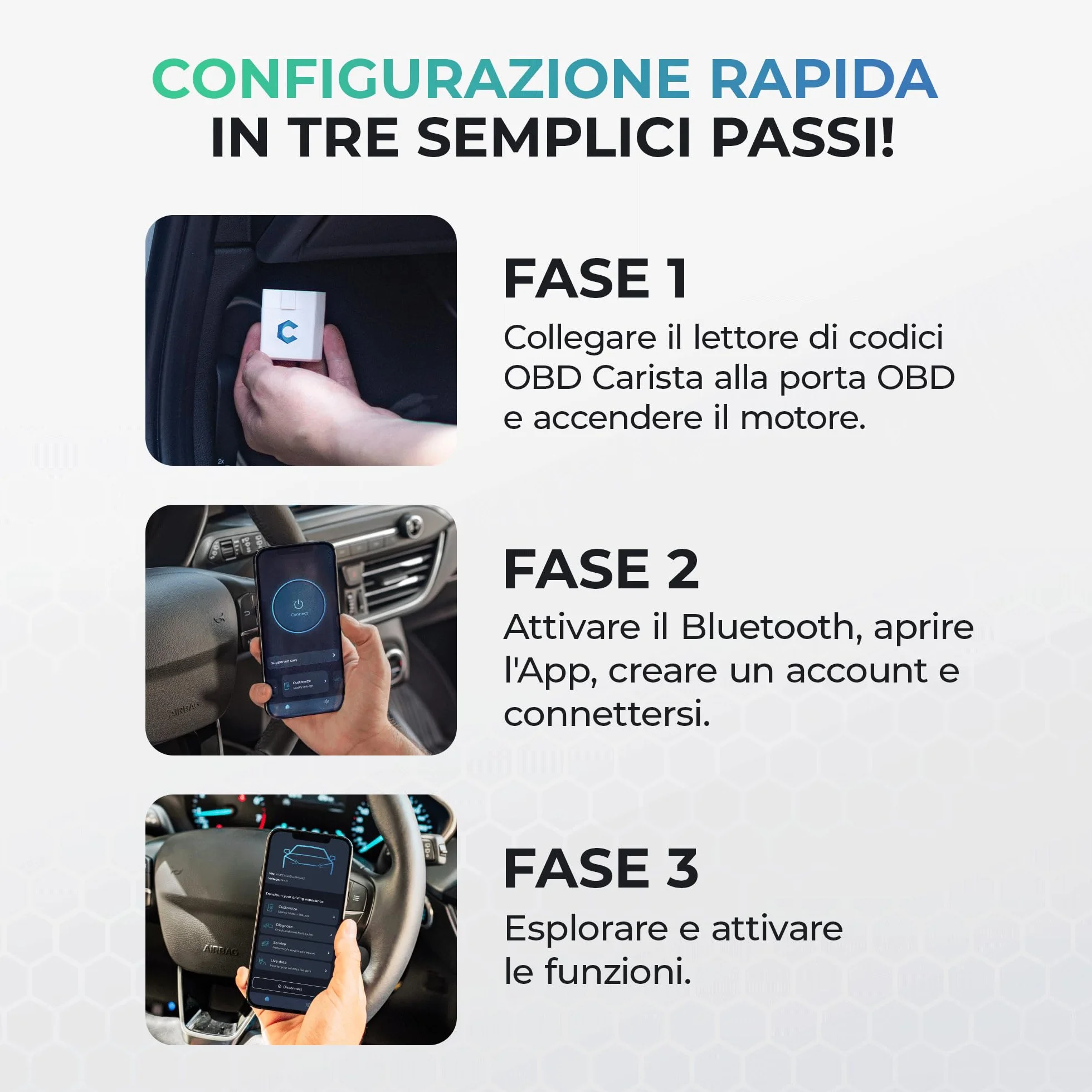 Carista OBD Bluetooth Lettore Diagnosi Codifiche Strumenti Manutenzione Dati Tempo Reale