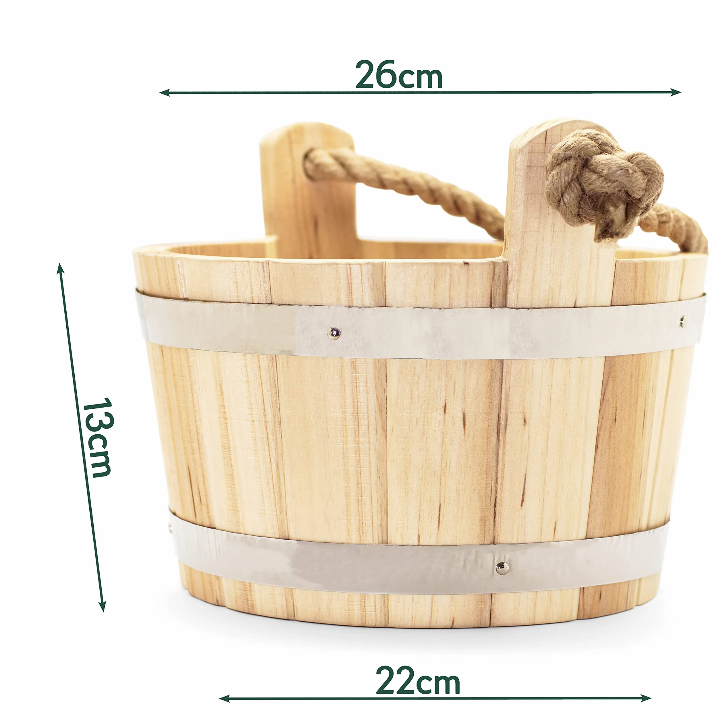 Secchio per sauna in legno di pino finlandese 4 litri con mestolo fatto a mano