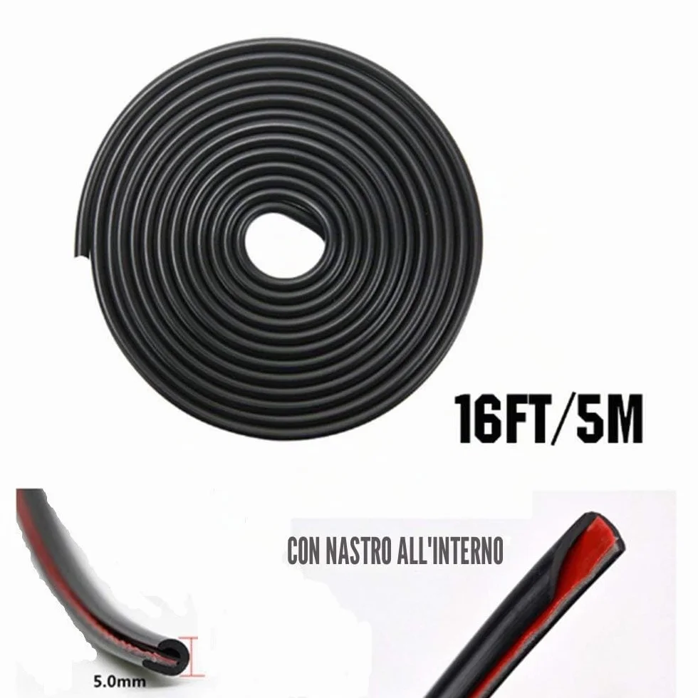 5M Car Edge Trim Rubber Seal Pad di protezione a forma di U, adatto per auto SUV MPV e la maggior parte dei modelli (nero)