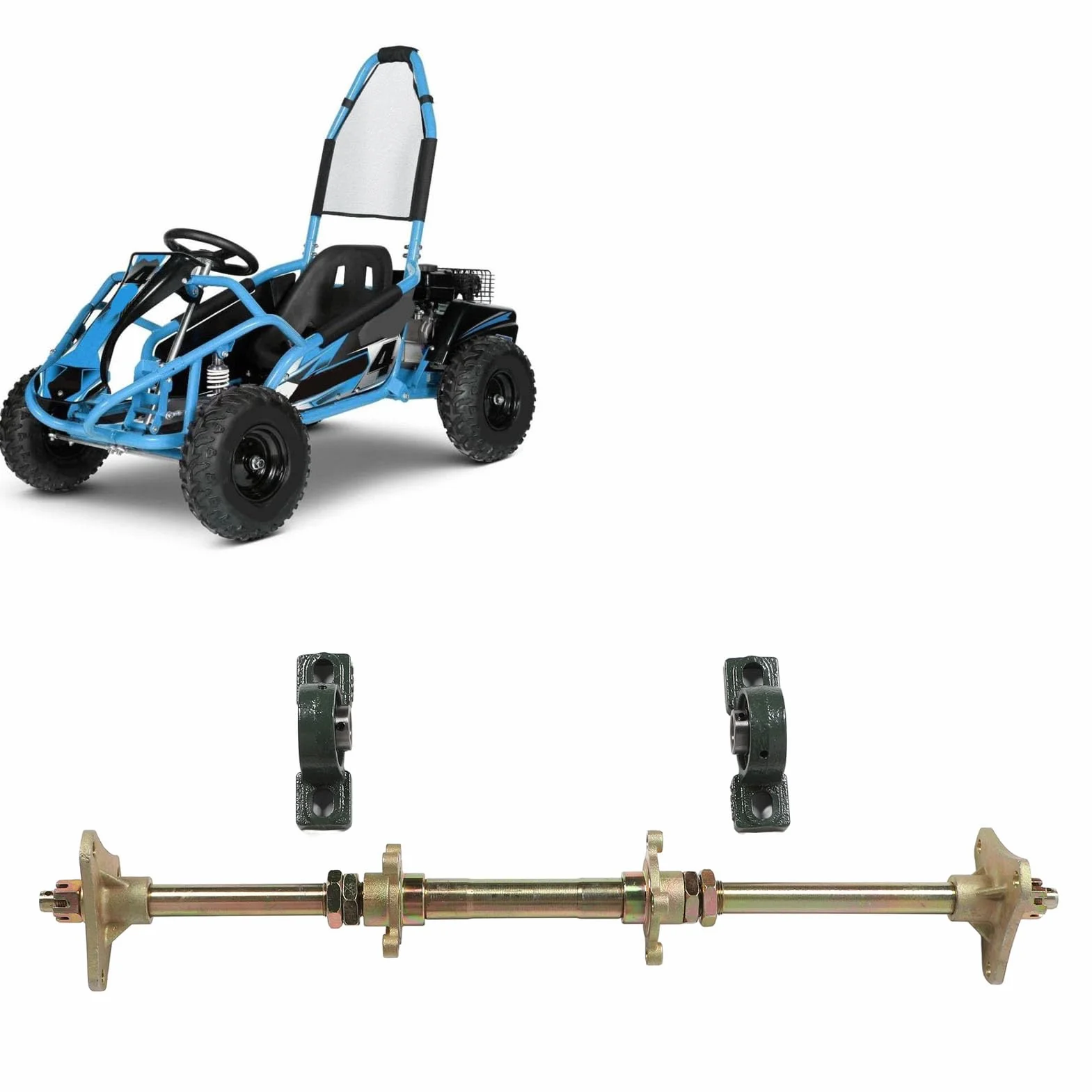 Fockety Kit Albero ASSE Posteriore da 24 Pollici, Kit di Montaggio ASSE Posteriore Go Kart ATV, Mozzi Antiurto in Metallo, Adatto per ATV 50-150CC Fai da Te, Quad, Drift Trike