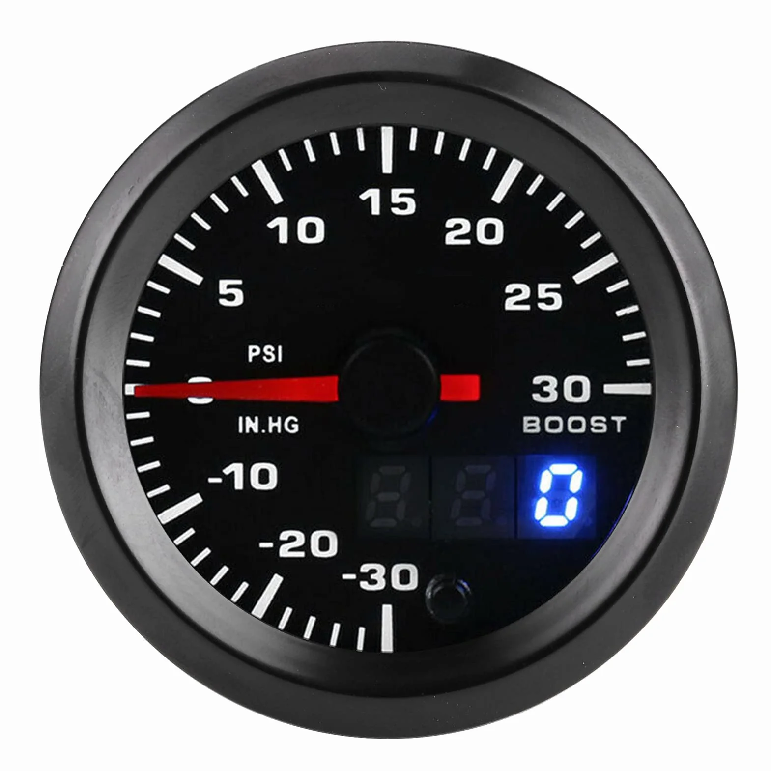 Misuratore di Pressione Turbo Boost LED Universale 2 Pollici/52 Mm a 7 Colori PSI con Display Digitale e Puntatore - Ideale per Pressione Turbo, Monitoraggio Boost