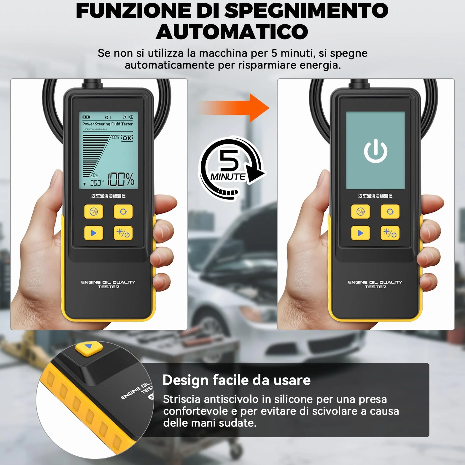 Tester per Olio Motore, Tester per la Qualità dell'olio Motore a Benzina e Diesel, con Sonda ad Alta Precisione, Rilevatore di Trasmittanza e Temperatura