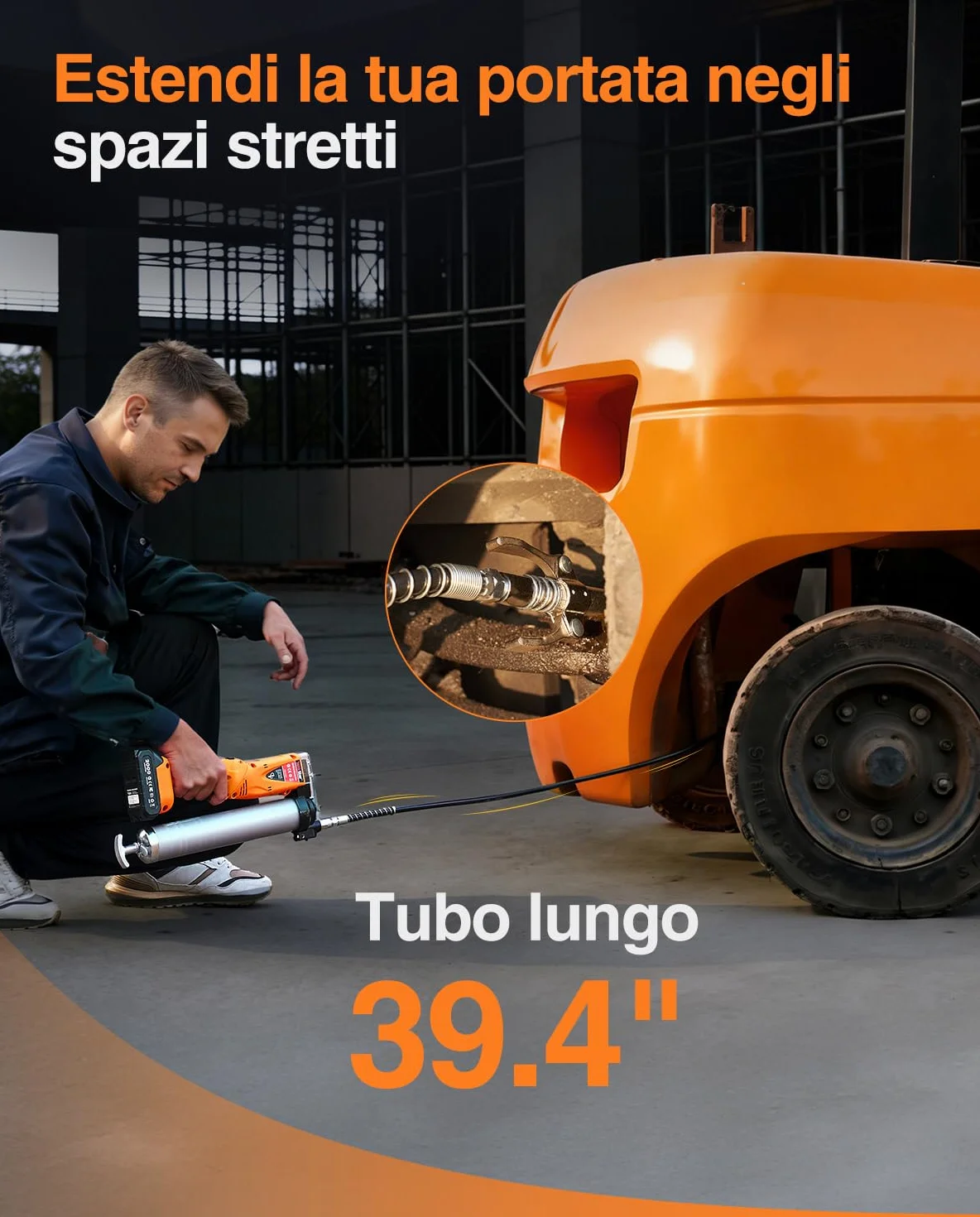 TaskStar 2-in-1 Ingrassatore a Batteria: 10000 PSI Pistola Grasso elettricoa con 2 Batterie, Tubo Lungo 39,4", 3 Testina Ingrassatore Professionale, Ideale per Macchinari Pesanti Come i Trattori