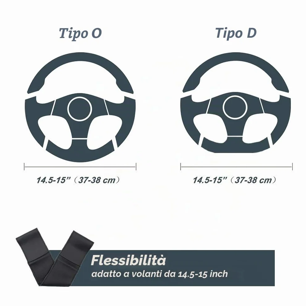ZATOOTO Coprivolante Auto in pelle -Dimensioni Universali per la Protezione del Volante fai-da-te, Antiscivolo e morbido,37-38 cm,Nero