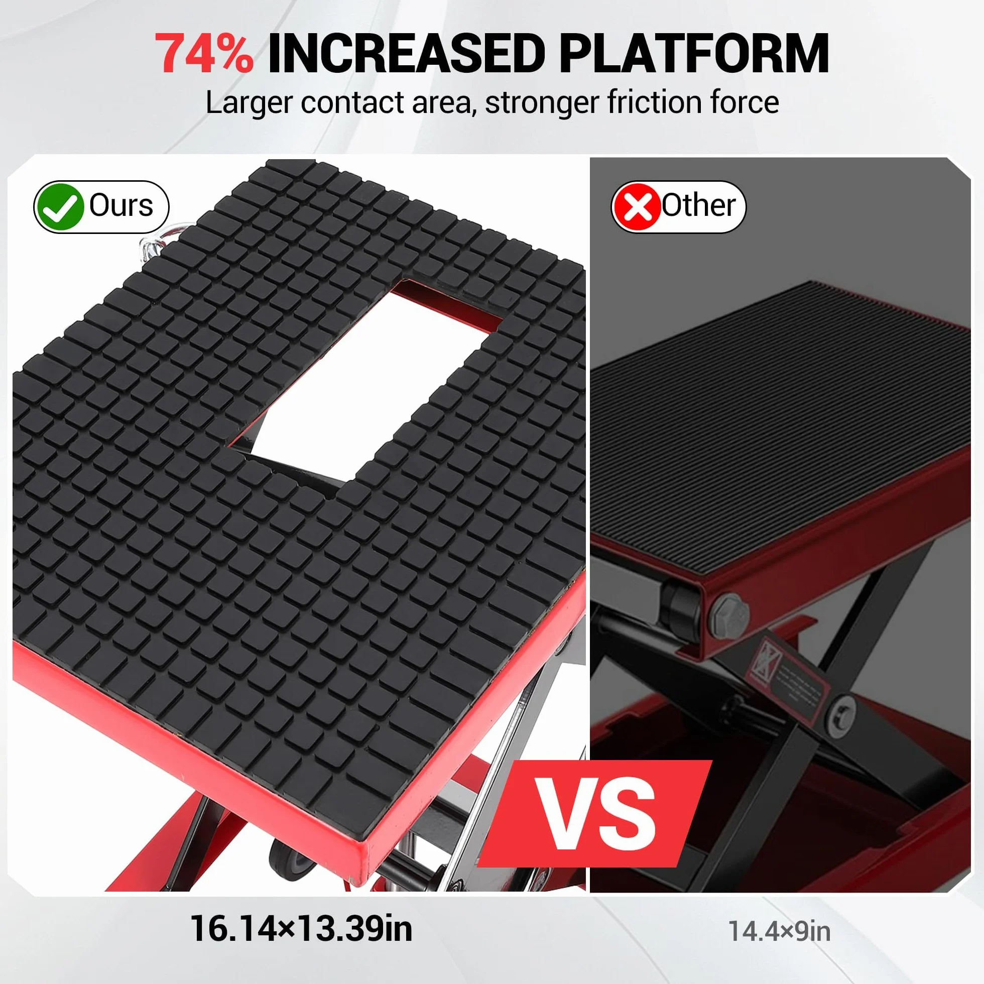 Sollevatore idraulico per moto 158,8 kg altezza sollevamento 35-87 cm pedana piattaforma ruote bloccaggio ATV