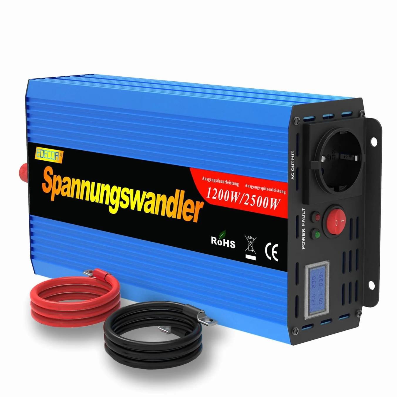 EDECOA Convertitore di Tensione 12V 220V 1200W Onda Sinusoidale Modificata con Display LCD