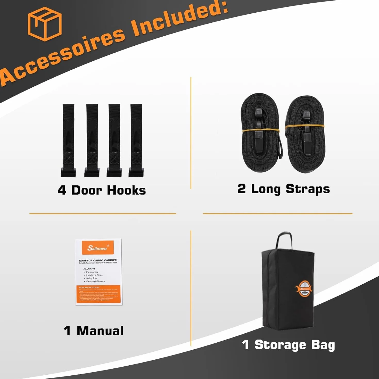 Borsa Per Tetto Auto Impermeabile 425L Sailnovo Box Pieghevole 1000D Con Cinghie Rinforzate Ganci Per Portiere