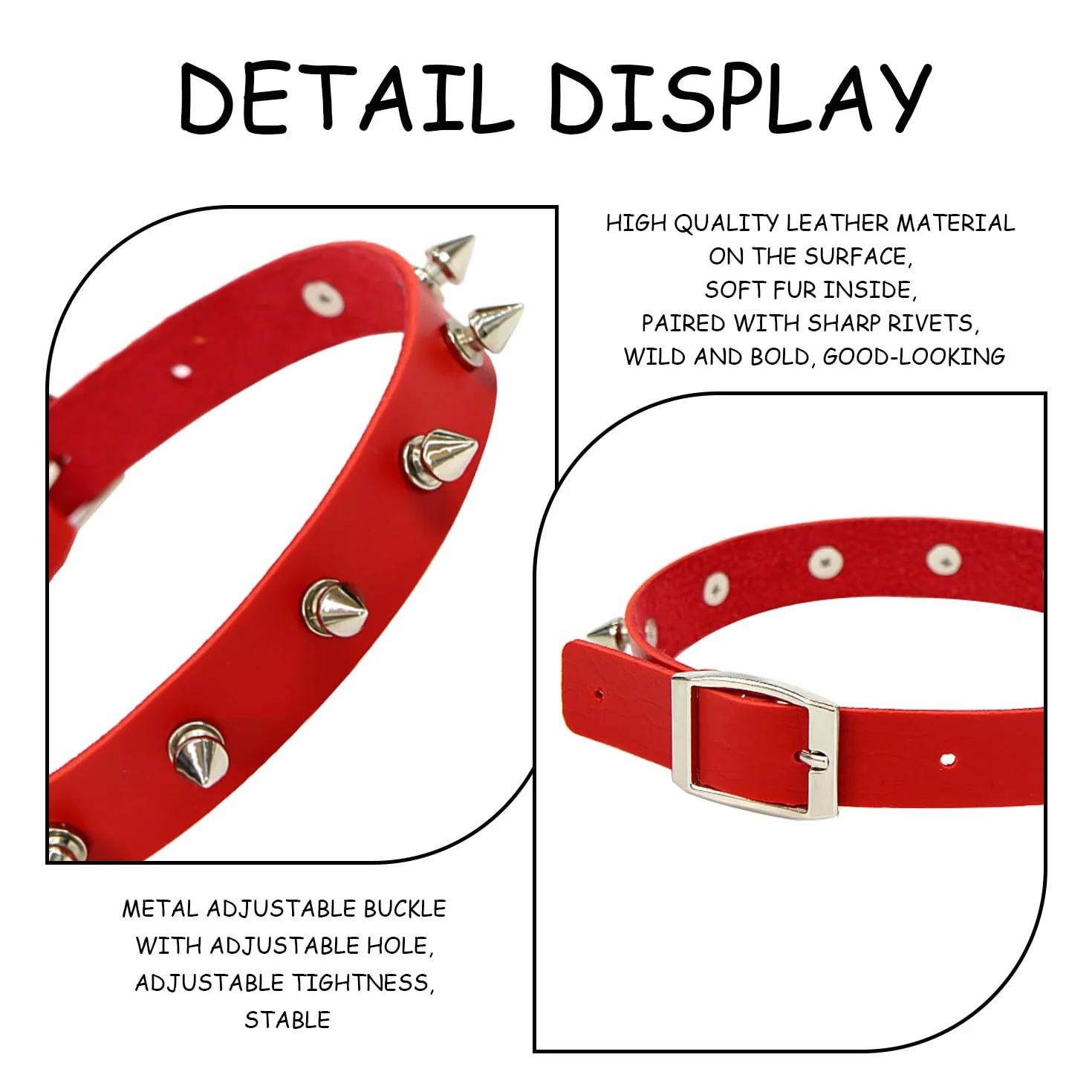 Collari Borchiati In Pelle Stile Punk Rock Accessori Cosplay Regolabili 2 Pezzi
