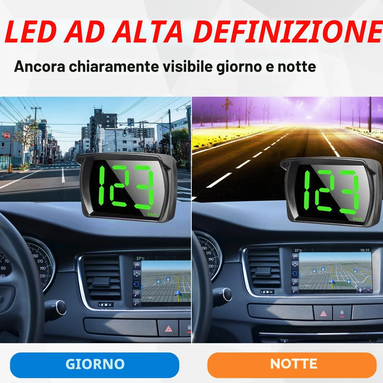 Aicharynic Head Up Display Auto HUD: Tachimetro Digitale Universale con GPS + Beidou Dual Chip USB KMH