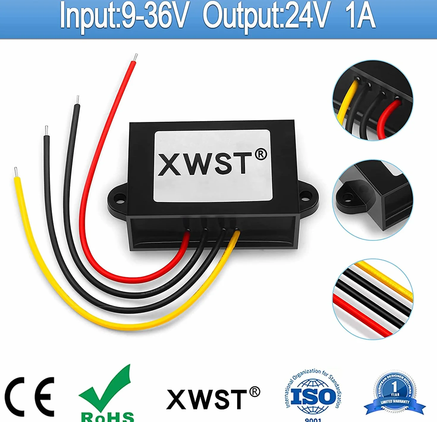 DC 9-36V 12V 24V Boost Buck Converter 1A 24W Inverter for Truck Automotive