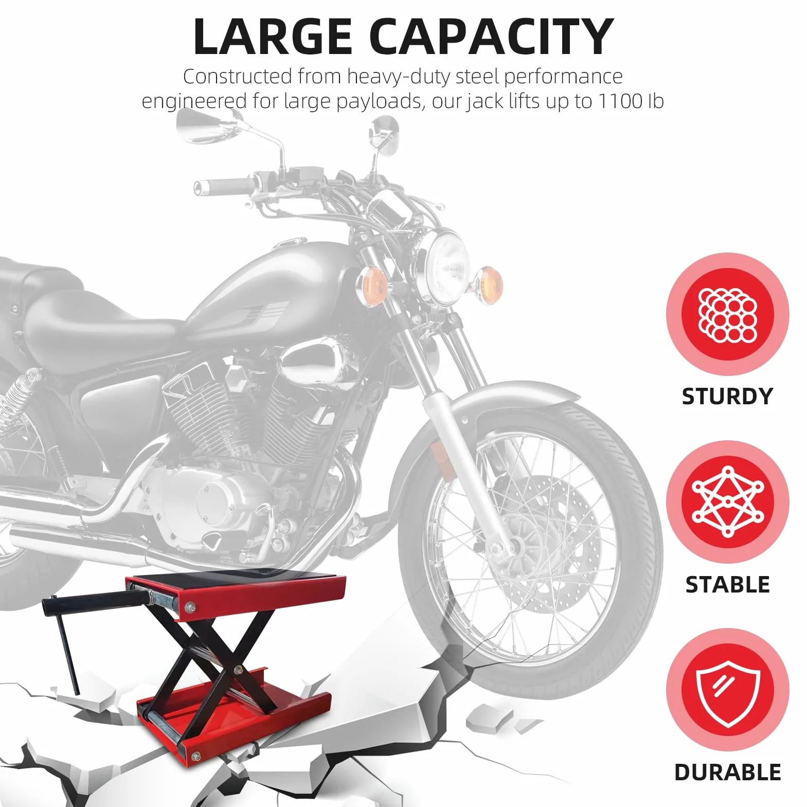 Sollevatore per moto 500 kg altezza regolabile 100-330 mm supporto centrale