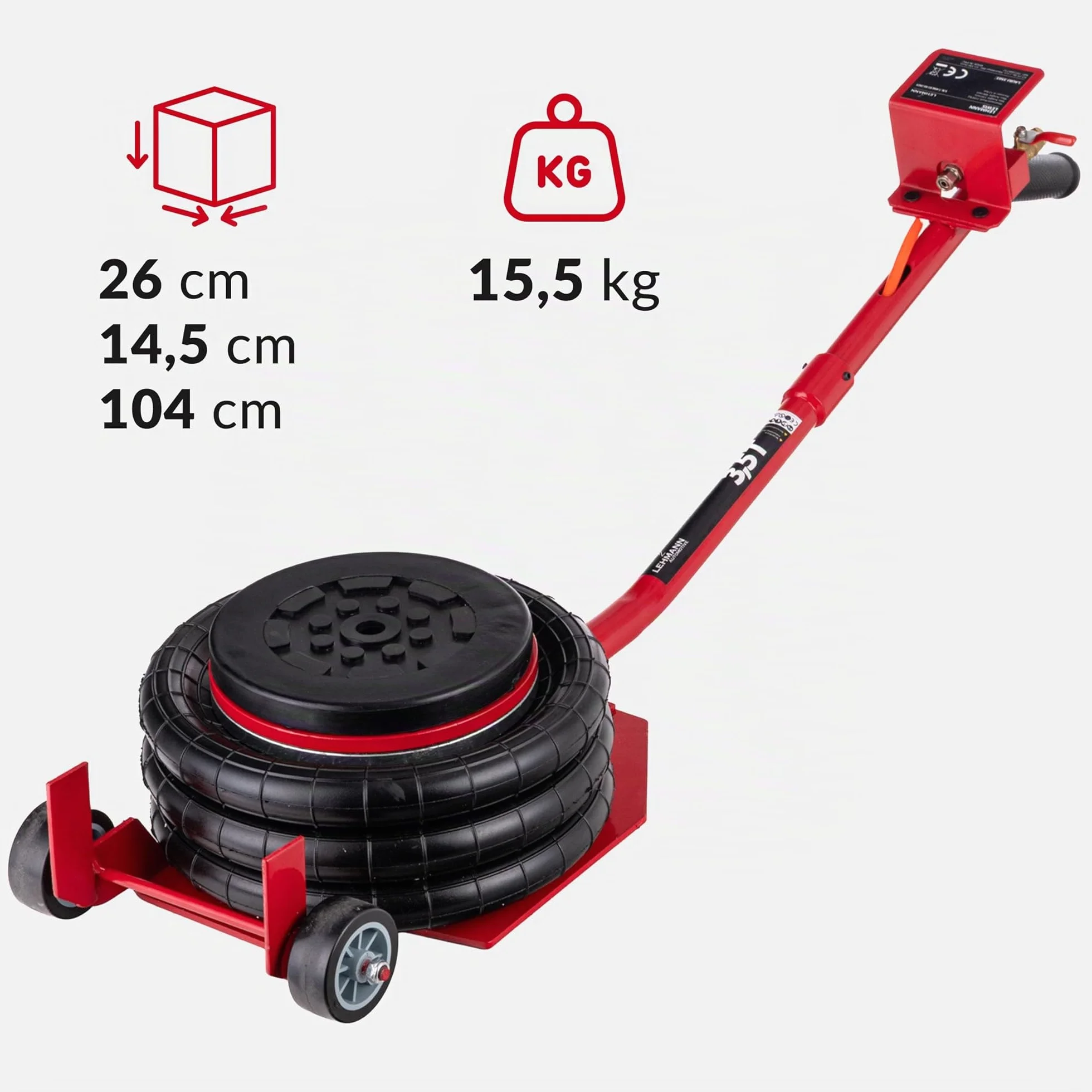 LEHMANN Cric Pneumatico 3,5T Altezza Regolabile 150-400 mm per Auto SUV Furgoni fino a 3500 kg