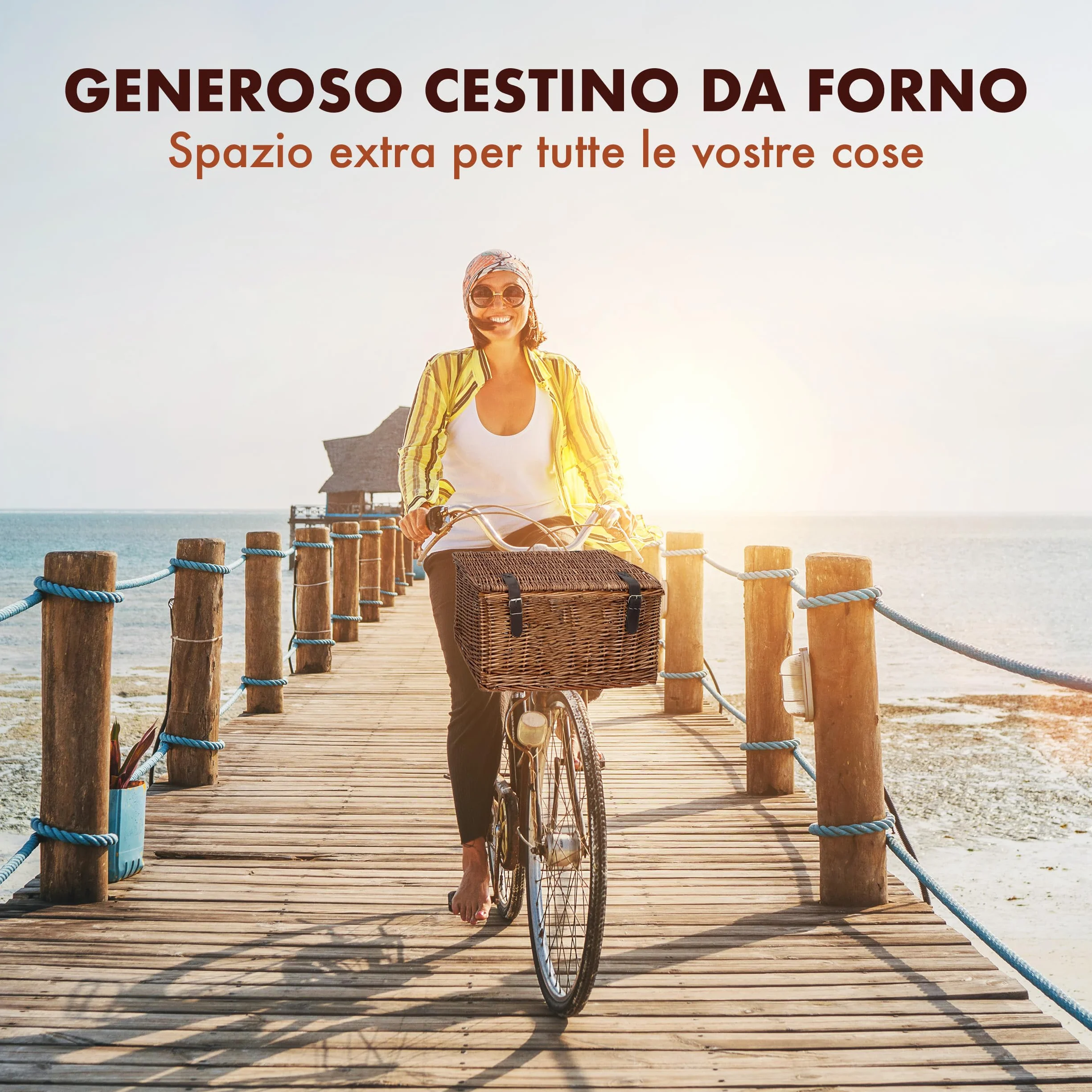 Cestino Bici in Vimini 30L 45x30x25 cm Marrone