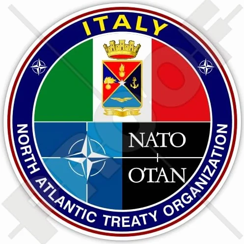 Adesivo Nato Italia – Italian Membership in North Atlantic Treaty Organization Roundel Design (9 cm) – Adesivo in vinile resistente alle intemperie
