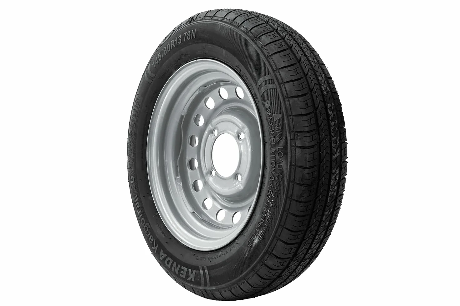 KENDA Ruota Completa per Rimorchio 145/80 R13 78N, Massima Stabilità e Sicurezza con Cerchio in Acciaio 4Jx13 H2 4x115 ET0 per Rimorchi Leggeri e da Campeggio