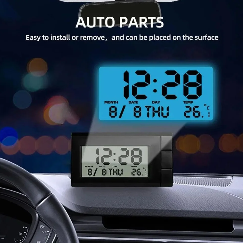 Orologio digitale 2 in 1 per cruscotto auto con temperatura e calendario