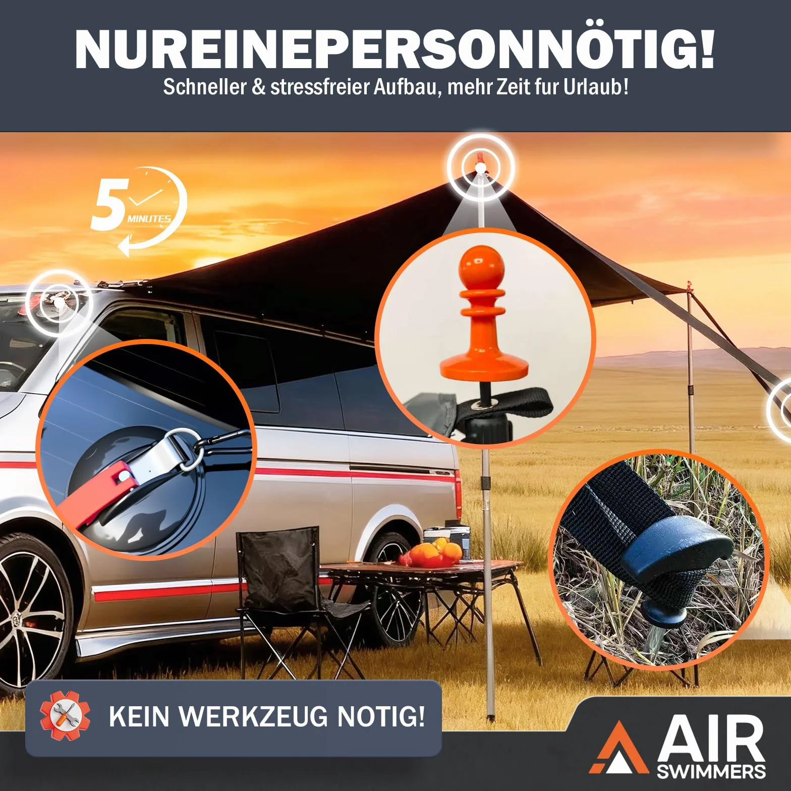Tendalino Camper Impermeabile Anti UV VW T5 T4 T6 Tenda da Sole per Roulotte Veranda