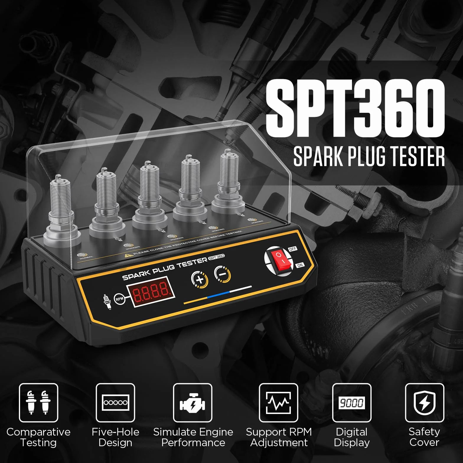 SPT360 Tester per candele a 5 fori 200~9999 giri/min 110V/220V